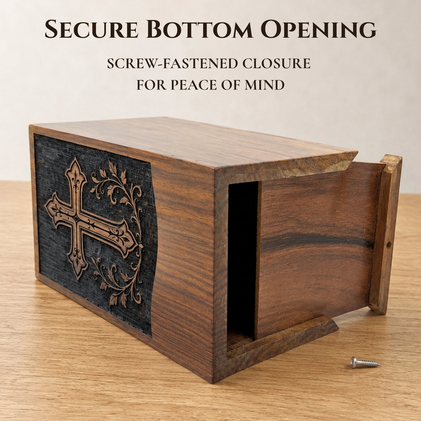 Personalized Cross Wooden Urn for Ashes | Handmade Rosewood Adult Cremation Urn