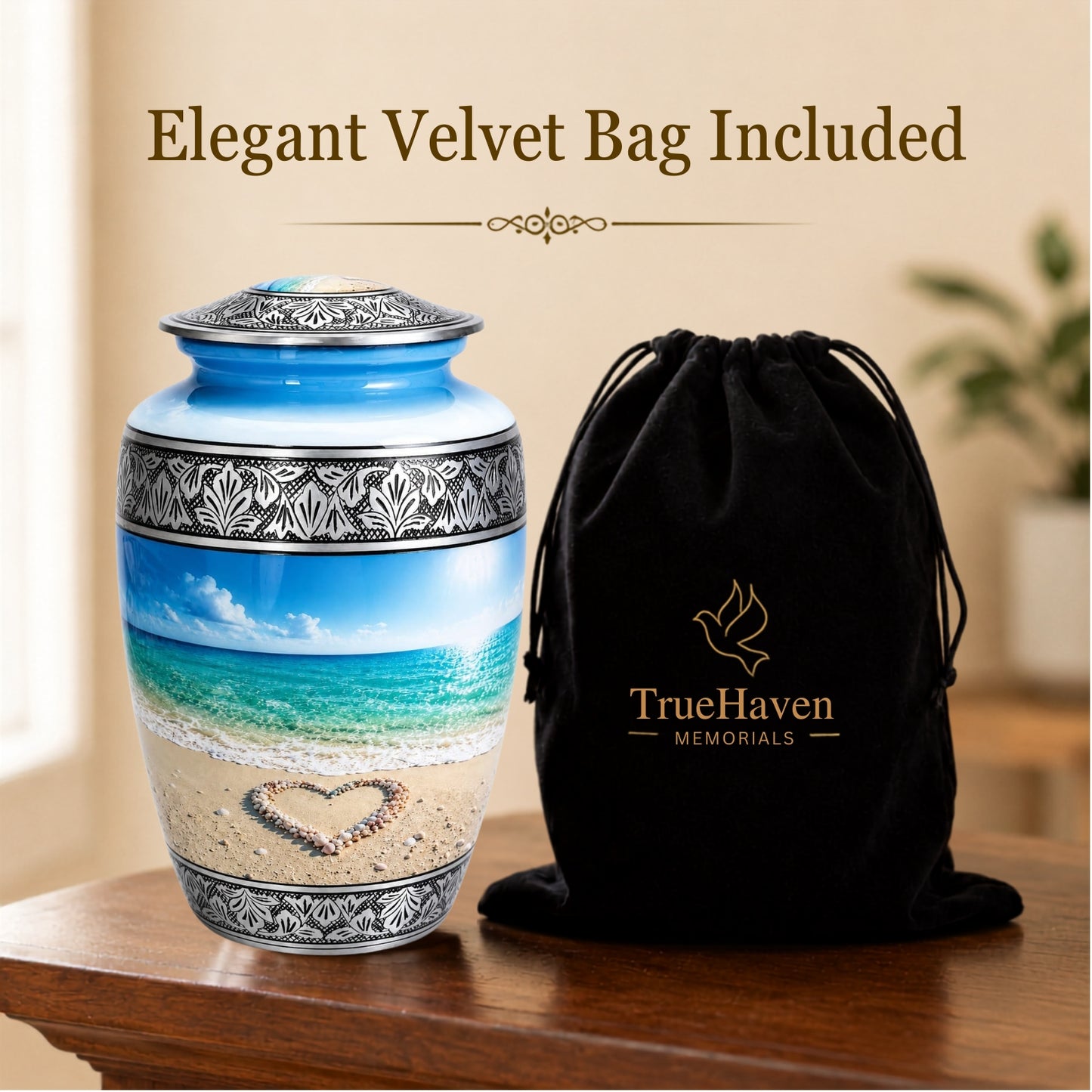 Beach Heart Memorial Urn