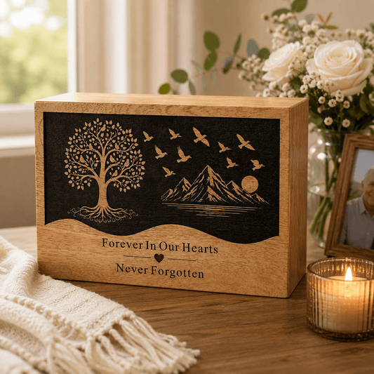 Personalized Tree of Life Wooden Urn for Human Ashes – Adult & Keepsake Sizes
