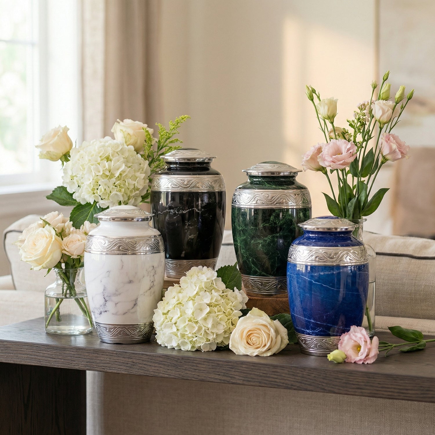 Marble Finish Aluminium Urns