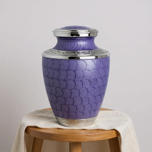 Royal Violet Cremation Urn with Silver Detailing image 0