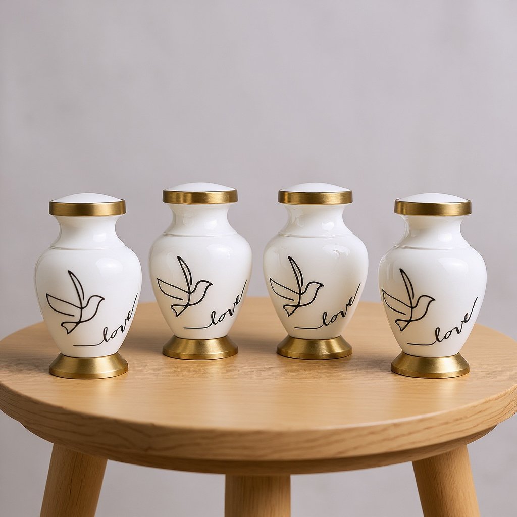 White Dove Keepsake Cremation Urns – Small Peace & Love Memorial Urns image 0