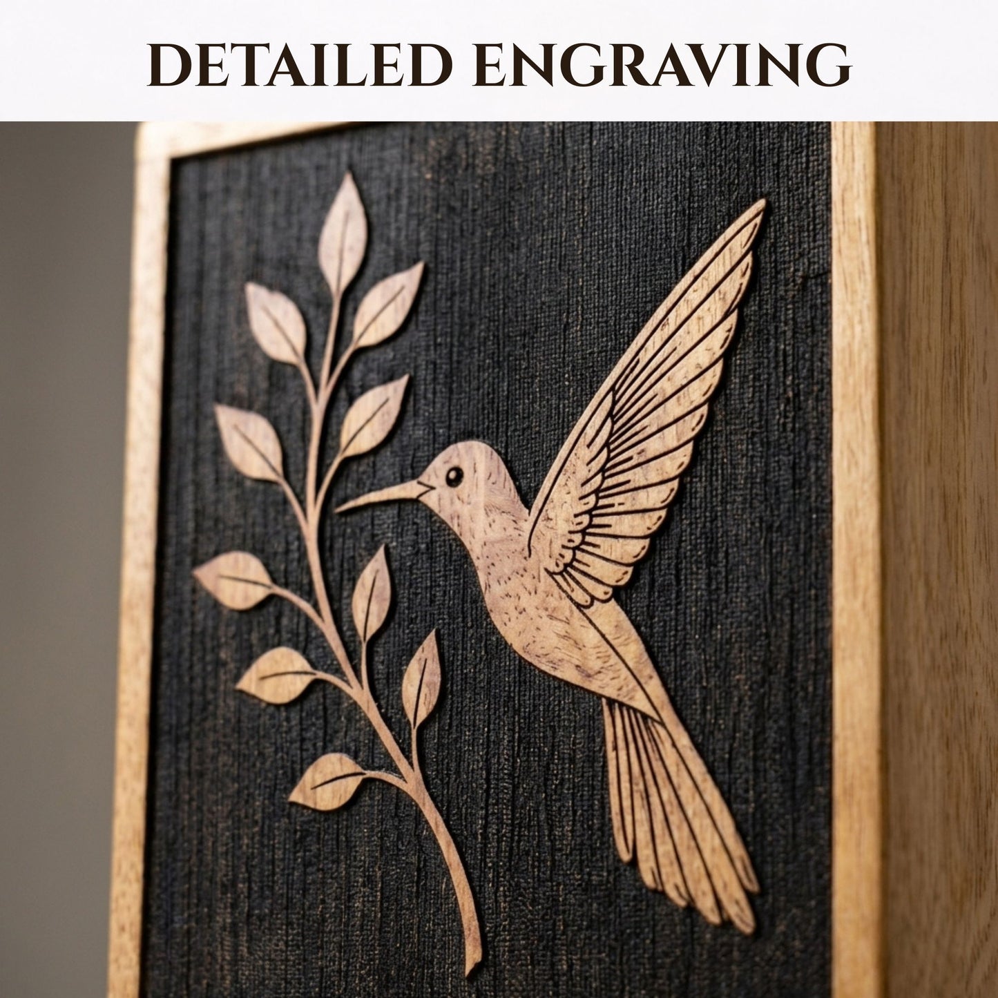 Handmade Hummingbird Wooden Cremation Urn – Personalized Adult Memorial Urn for Ashes