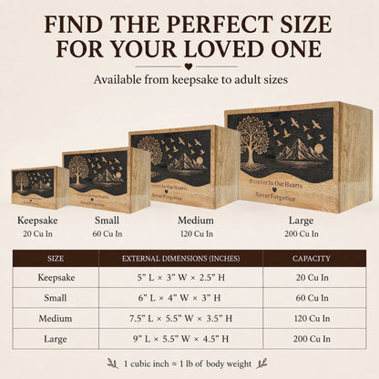 Personalized Tree of Life Wooden Urn for Ashes | Handmade Mango Wood Cremation Urn