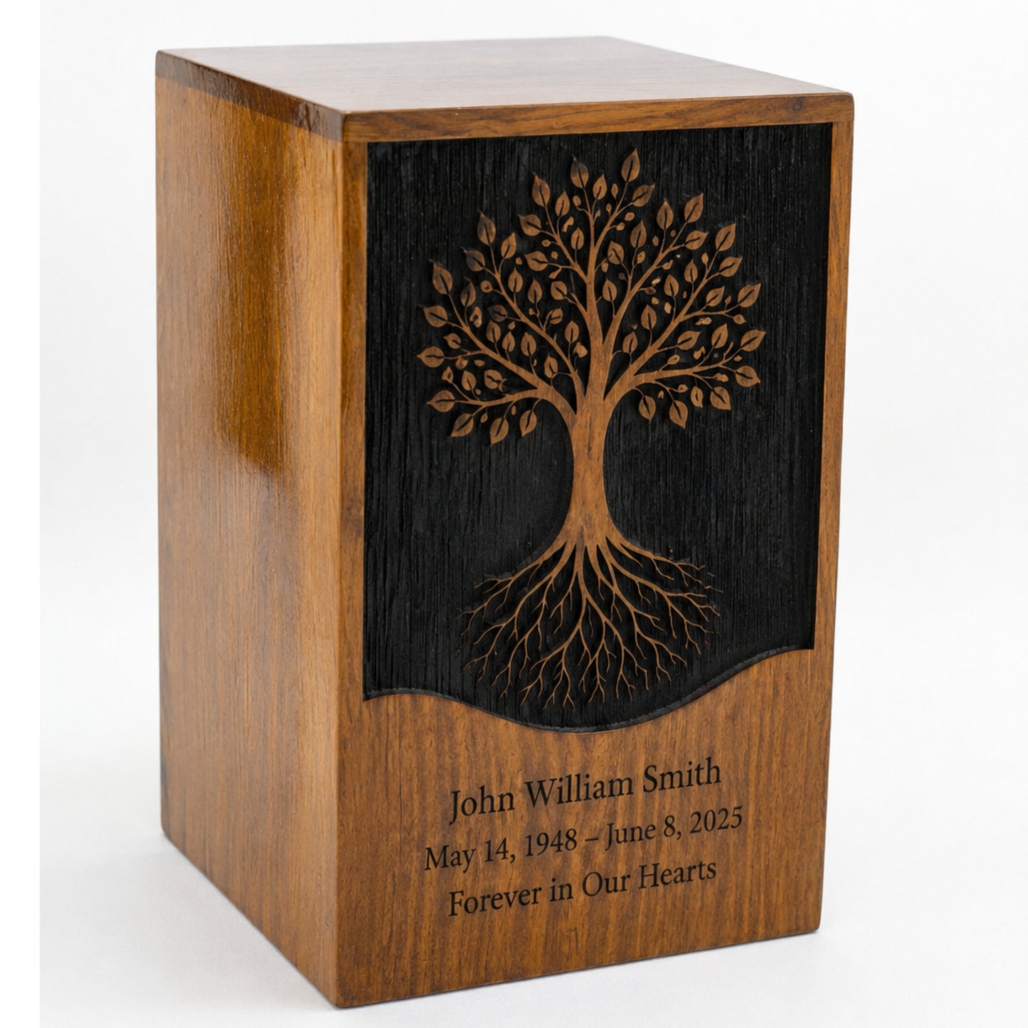 Personalized Tree of Life Wooden Urn for Ashes | Handmade Rosewood Adult Cremation Urn