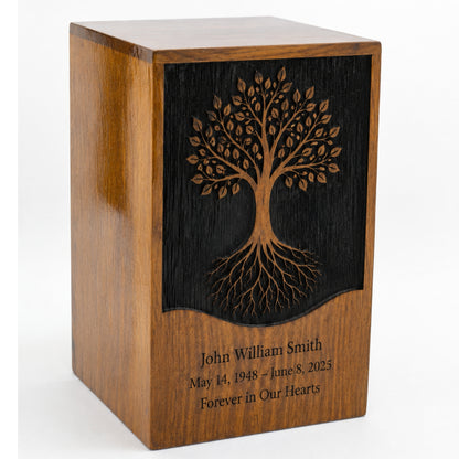 Personalized Tree of Life Wooden Urn for Ashes | Handmade Rosewood Adult Cremation Urn
