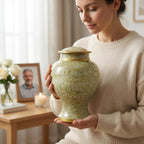 Pale Green Lace-Pattern Ceramic Urn