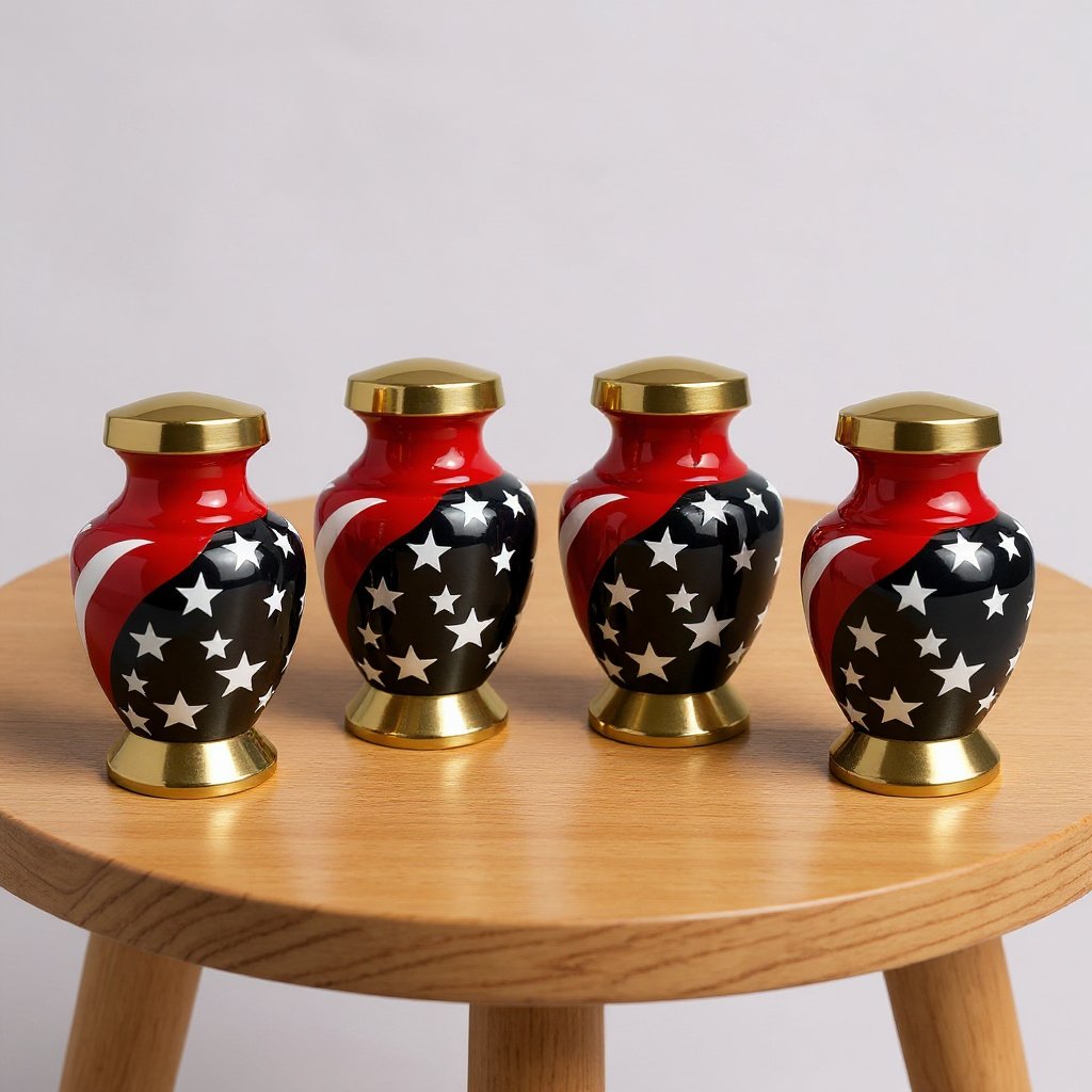 Set of 4 American Flag Keepsake Urns – Patriotic Mini Cremation Urns for Sharing Ashes image 0