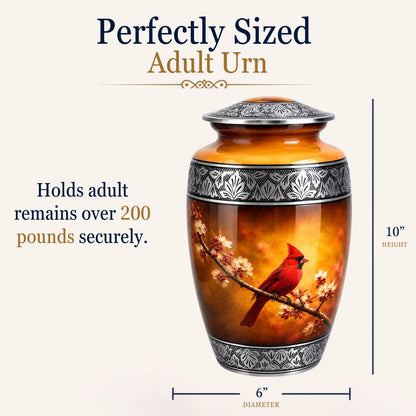 Cardinal Bird Handcrafted Memorial Urn for ashes