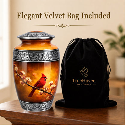 Cardinal Bird Handcrafted Memorial Urn for ashes