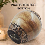 Hand-Carved Floral Wooden Cremation Urn for Human Ashes – Adult & Keepsake Sizes