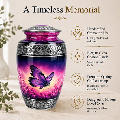 Purple Butterfly Memorial Urn