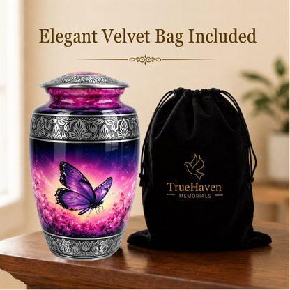 Purple Butterfly Memorial Urn