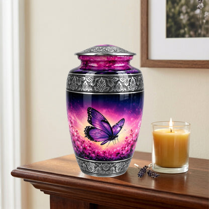 Purple Butterfly Memorial Urn