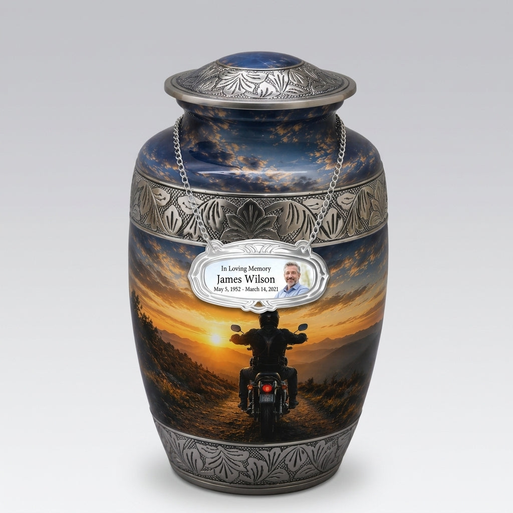 Personalized Memorial Photo Medallion for Cremation Urns – Custom Name, Photo & Dates