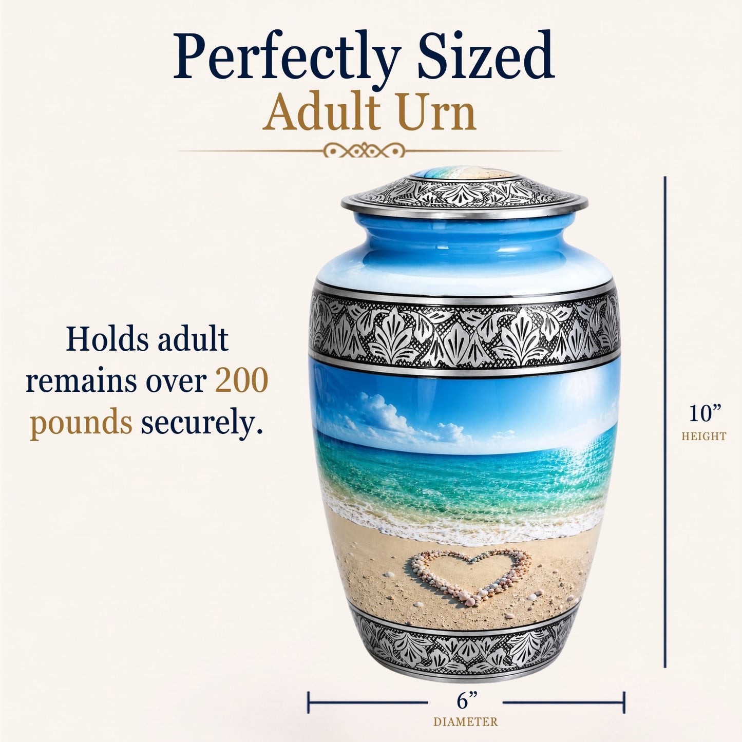 Beach Heart Memorial Urn