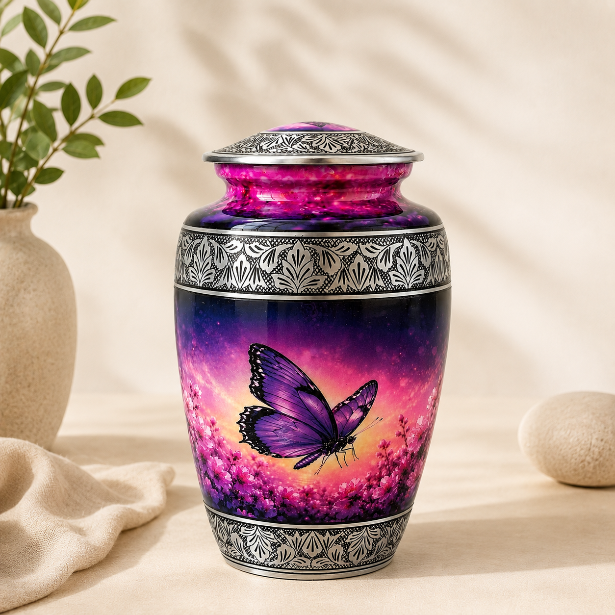 Purple Butterfly Memorial Urn