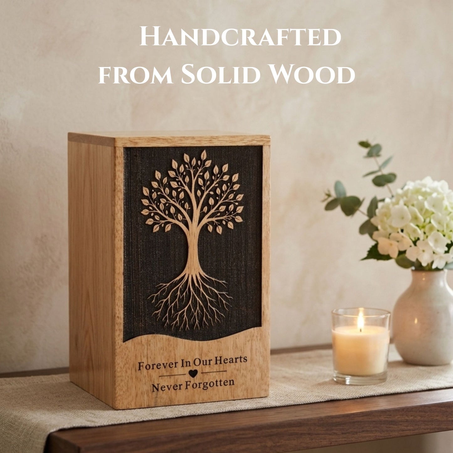 Personalized Tree of Life Wooden Urn for Ashes | Handmade Mango Wood Adult Cremation Urn