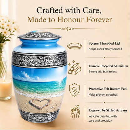 Beach Heart Memorial Urn