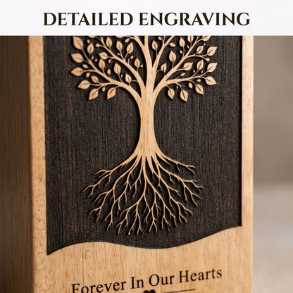 Personalized Tree of Life Wooden Urn for Ashes | Handmade Mango Wood Adult Cremation Urn