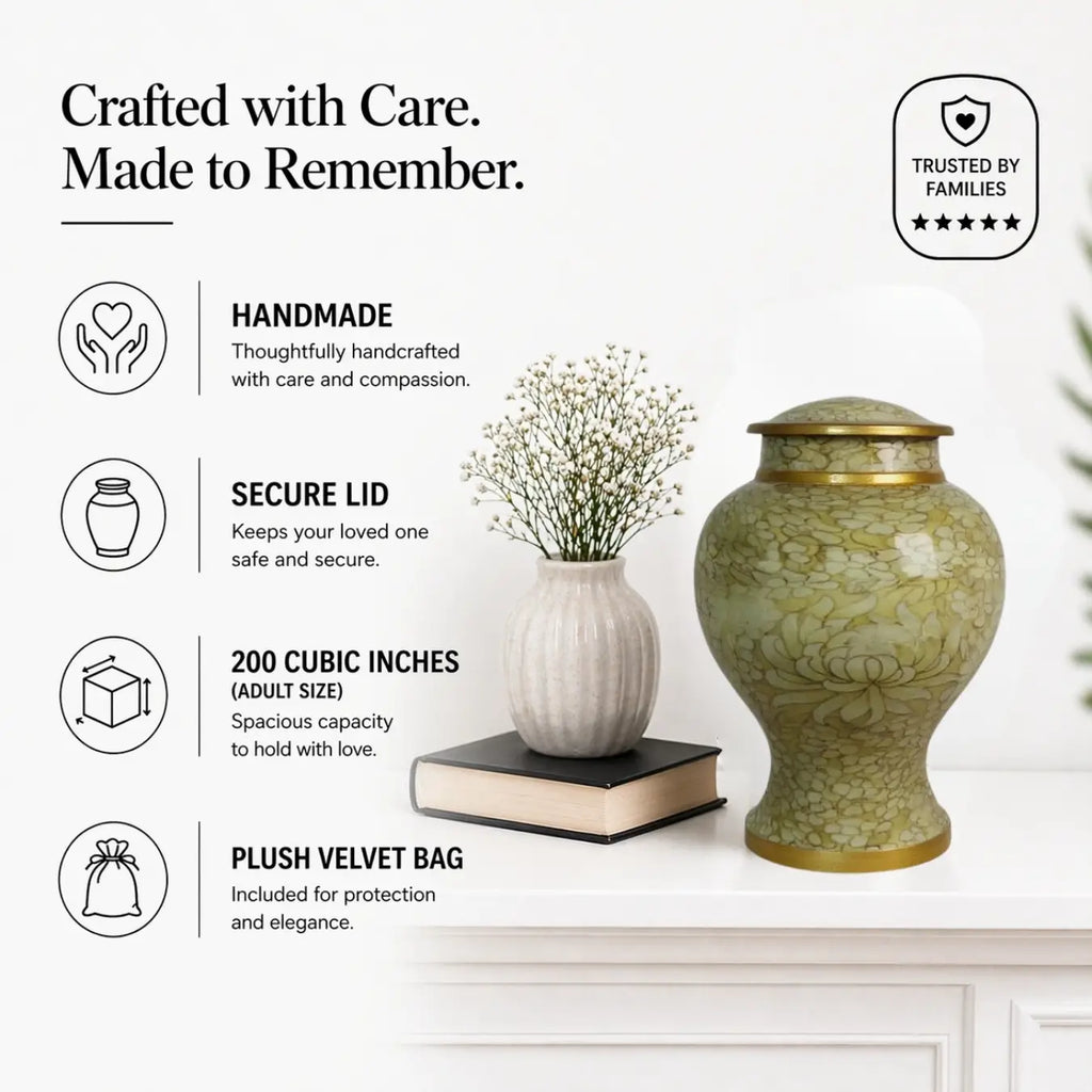 Pale Green Lace-Pattern Ceramic Urn