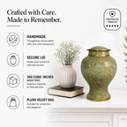 Pale Green Lace-Pattern Ceramic Urn