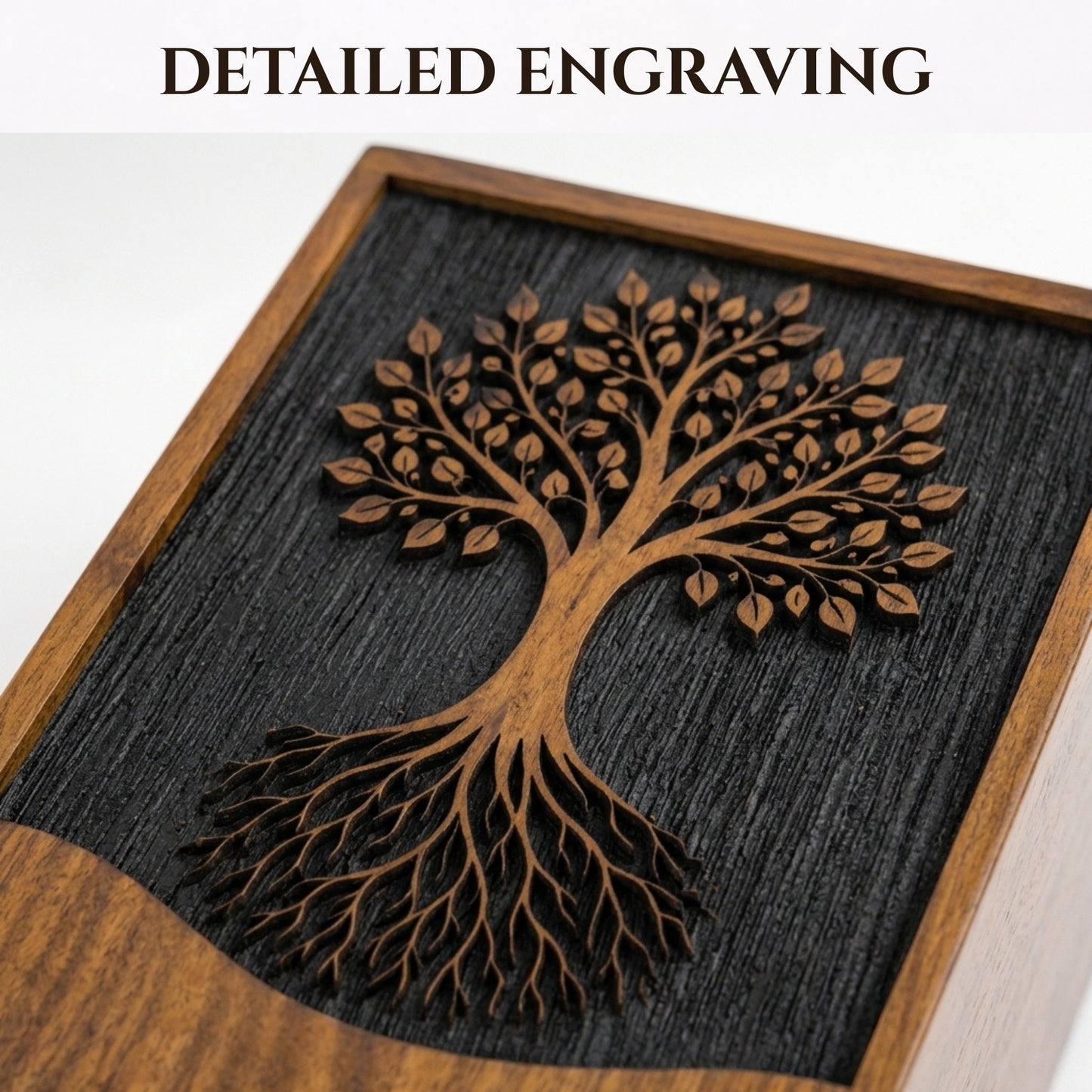 Personalized Tree of Life Wooden Urn for Ashes | Handmade Rosewood Adult Cremation Urn