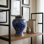 Blue Floral Cloisonné Cremation Urn