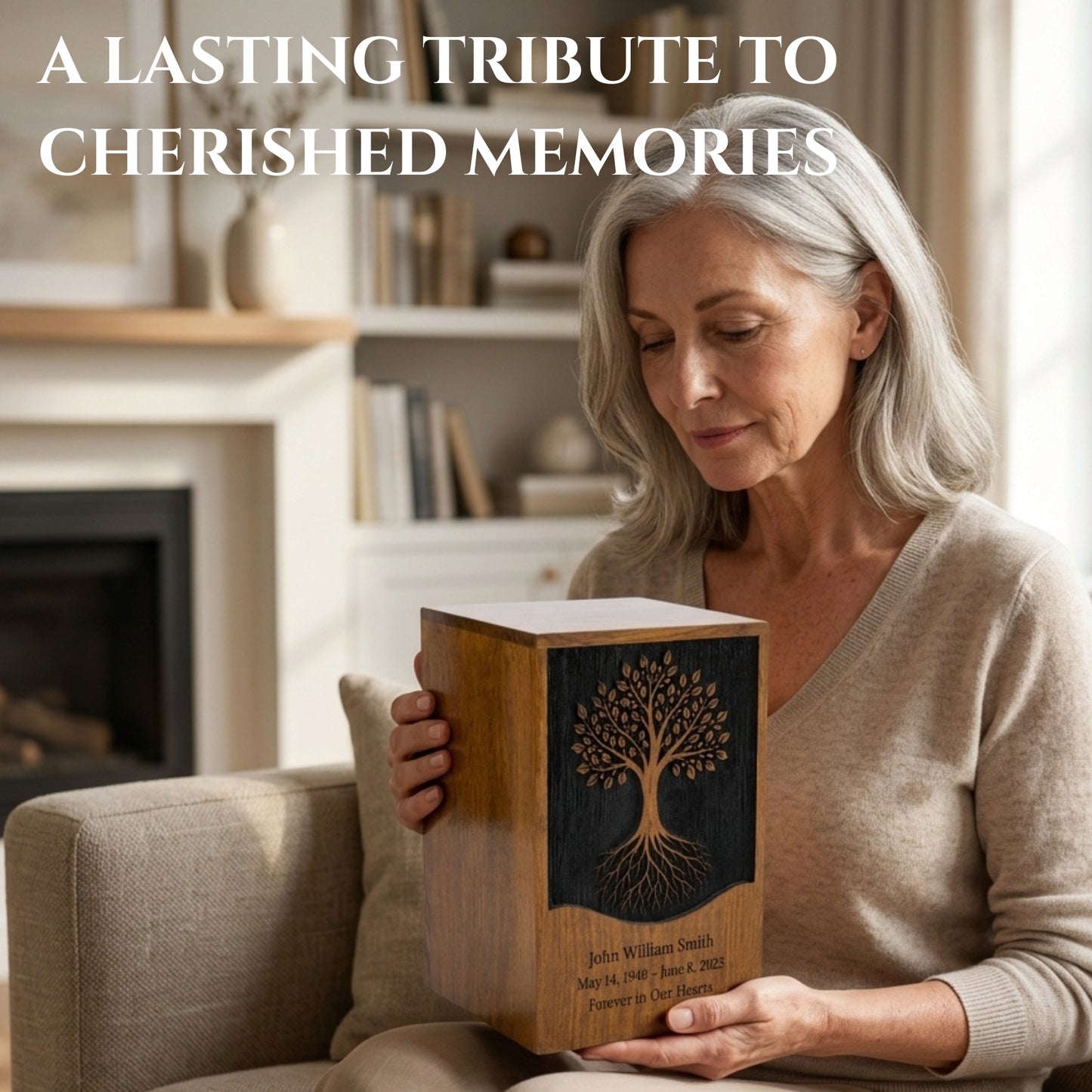 Personalized Tree of Life Wooden Urn for Ashes | Handmade Rosewood Adult Cremation Urn