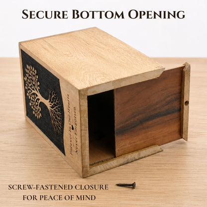 Personalized Tree of Life Wooden Urn for Ashes | Handmade Mango Wood Adult Cremation Urn