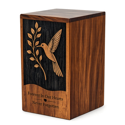 Personalized Hummingbird Wooden Urn for Ashes | Handmade Rosewood Adult Cremation Urn