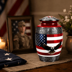 American Flag Cremation Urn – Patriotic Memorial Urn for Veterans Adult 200 Cu In