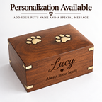 Personalized Wooden Pet Urn Box for Dog & Cat Ashes – Paw Print