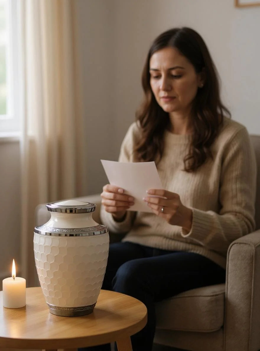 Cremation urns White with candle