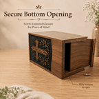 Personalized Cross Engraved Wooden Urn for Human Ashes