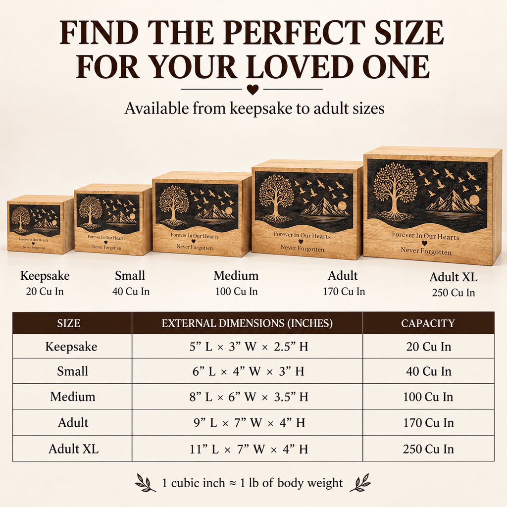 Personalized Tree of Life Engraved Wooden Urn for Human Ashes