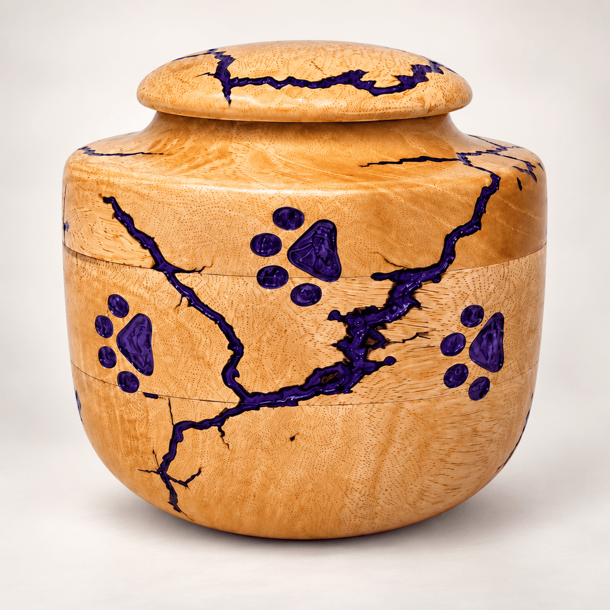 Paw Print Wooden Pet Urn for Dog & Cat Ashes
