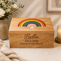 Personalized Wooden Pet Urn for Dog & Cat – Rainbow Bridge, Adult & Keepsake