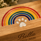 Personalized Wooden Pet Urn for Dog & Cat – Rainbow Bridge, Adult & Keepsake