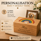 Personalized Wooden Pet Urn for Dog & Cat – Rainbow Bridge, Adult & Keepsake