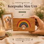 Personalized Wooden Pet Urn for Dog & Cat – Rainbow Bridge, Adult & Keepsake