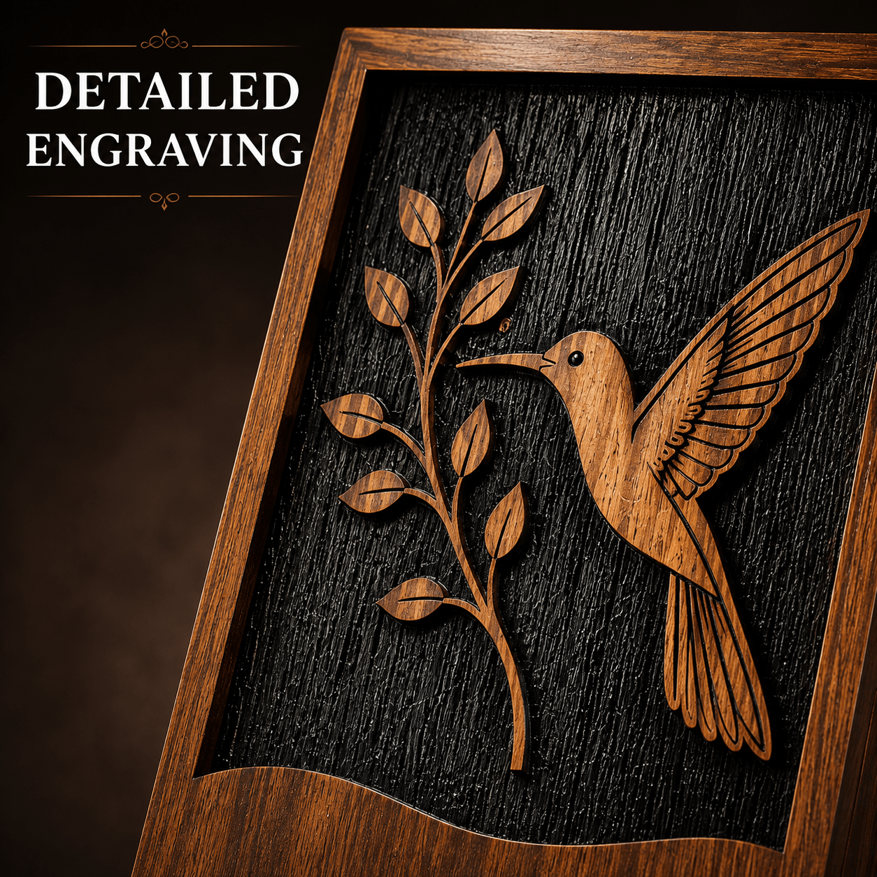 Personalized Hummingbird Rosewood Urn for Human Ashes – Adult & Keepsake