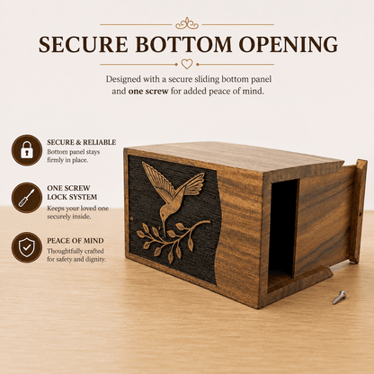 Personalized Hummingbird Rosewood Urn for Human Ashes – Adult & Keepsake