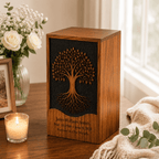 Personalized Tree of Life Rosewood Urn for Human Ashes