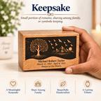 Personalized Tree of Life Engraved Wooden Urn for Human Ashes