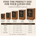 Personalized Cross Engraved Wooden Urn for Human Ashes