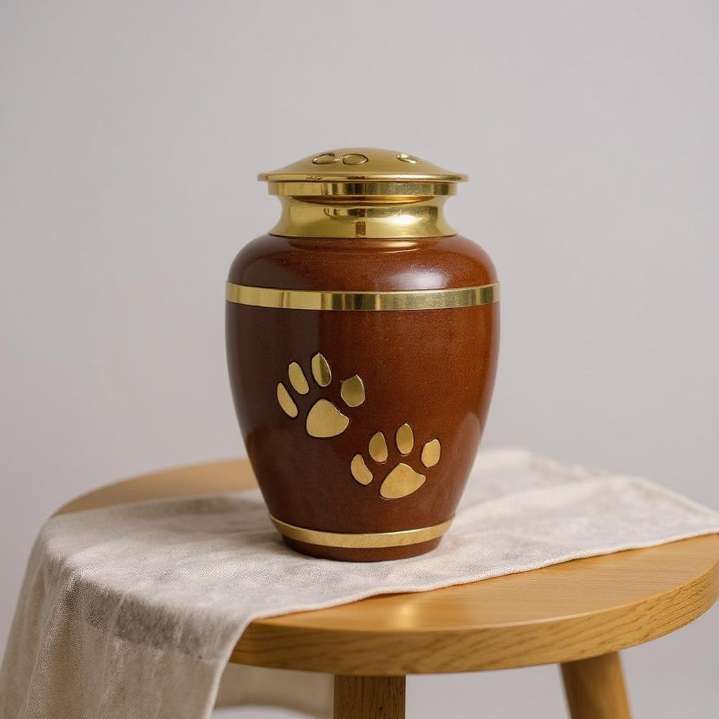 Pet Cremation Urn with Gold Paw Prints – Memorial Urn for Dogs & Cats image 0