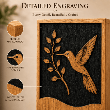 Personalized Hummingbird solid Wood Urn for Human Ashes – Adult & Keepsake