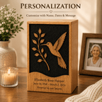 Personalized Hummingbird Solid Wood Urn for Human Ashes