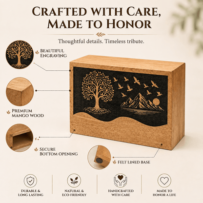 Personalized Tree of Life Wooden Urn for Human Ashes – Adult & Keepsake Sizes